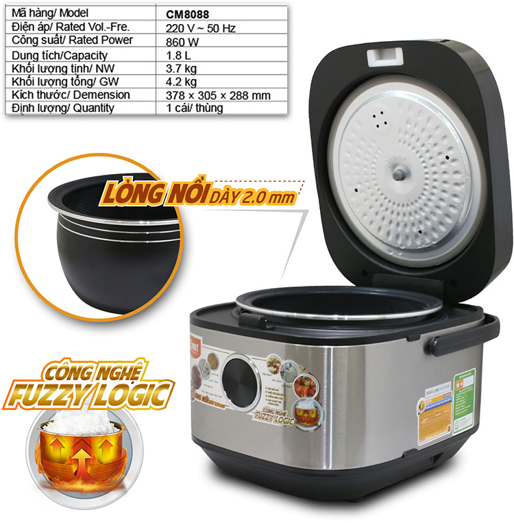 Nồi cơm điện tử COMET CM8088 1.8L (860W)