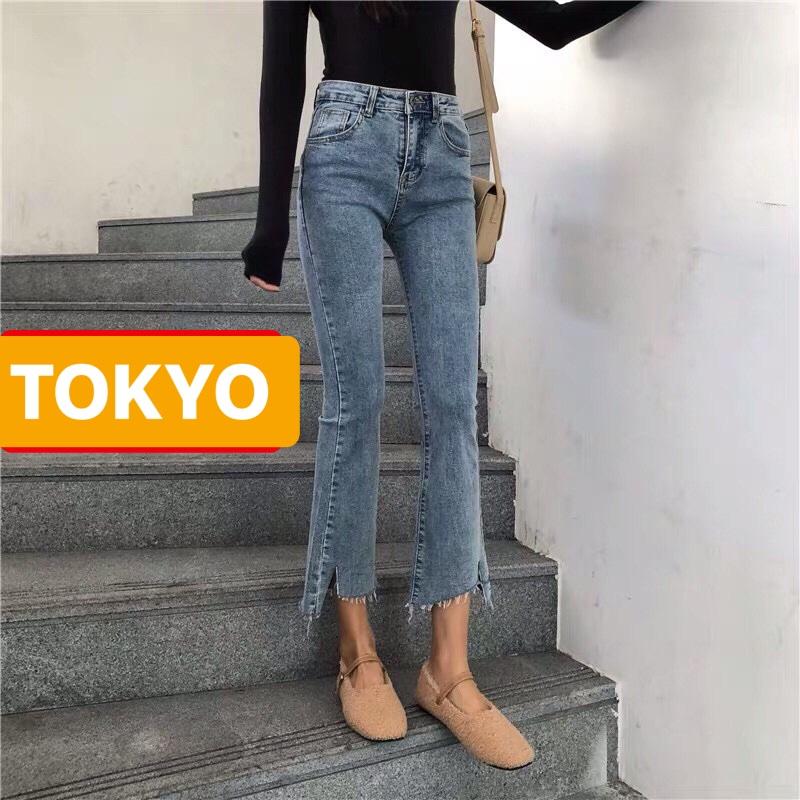 QUẦN JEAN NỮ CHẤT BÒ XANH ỐNG BASS LOE LƯNG CAO NÂNG MÔNG TAMAKINI CAO CẤP TOKY-452 - TOKYO FASHION
