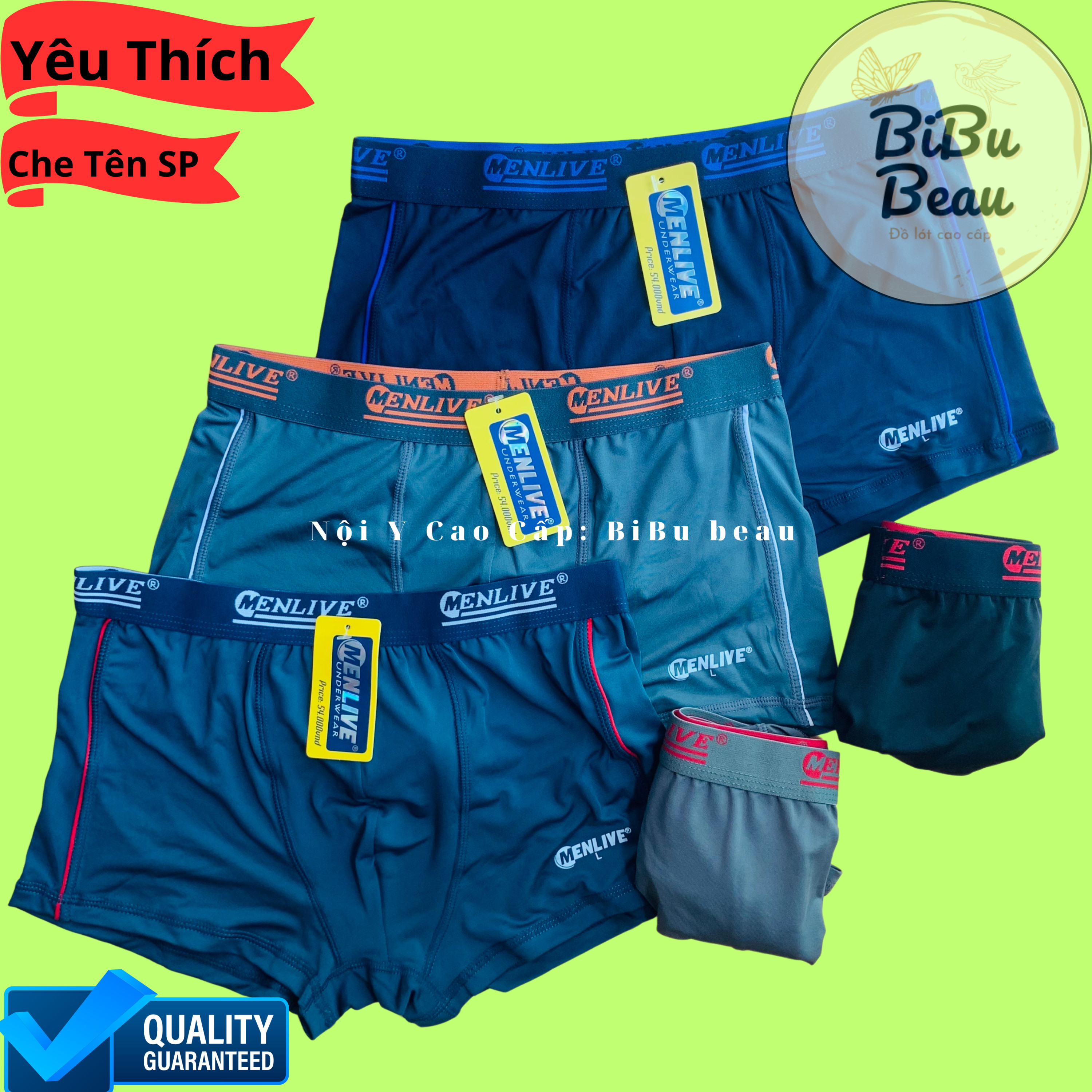 Combo 3 quần boxer thun lạnh cao cấp, quần sịp nam menlive thời trang cao cấp thun lạnh thoáng mát co giãn 4 chiều - nội y cao cấp: bibu beau