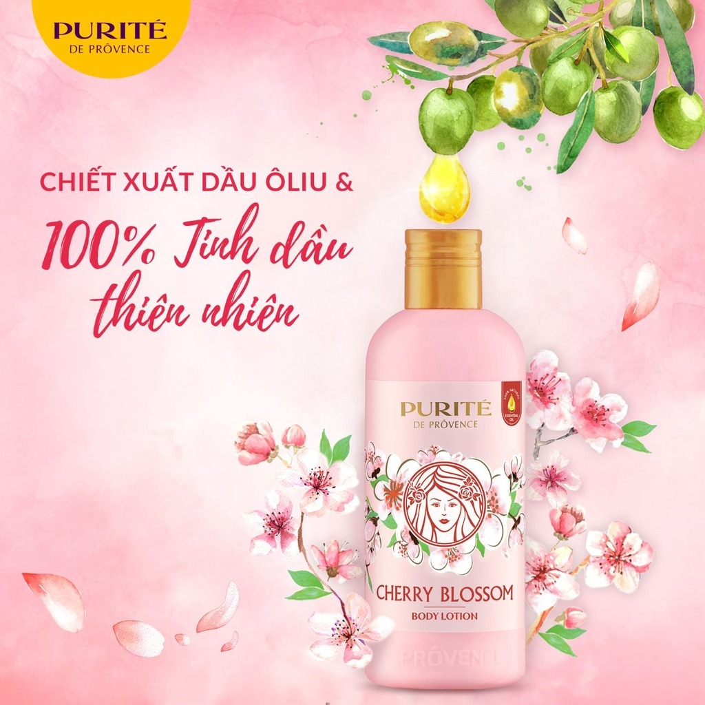 Sữa Dưỡng Thể Thiên Nhiên Purité Anh Đào / Hoa Hồng / Sữa Ong Chúa & Hoa Anh Đào 250ML