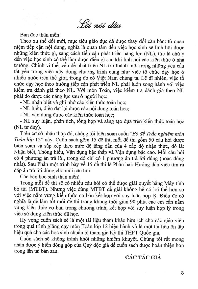 Bộ Đề Trắc Nghiệm Môn Toán 12