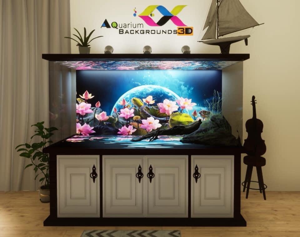 Tranh 3D - phông nền dán hồ cá, bể thủy sinh siêu đẹp và nét, có keo sẵn trên bề mặt, có thể in theo kích thước yêu cầu (mã AQB19-176)