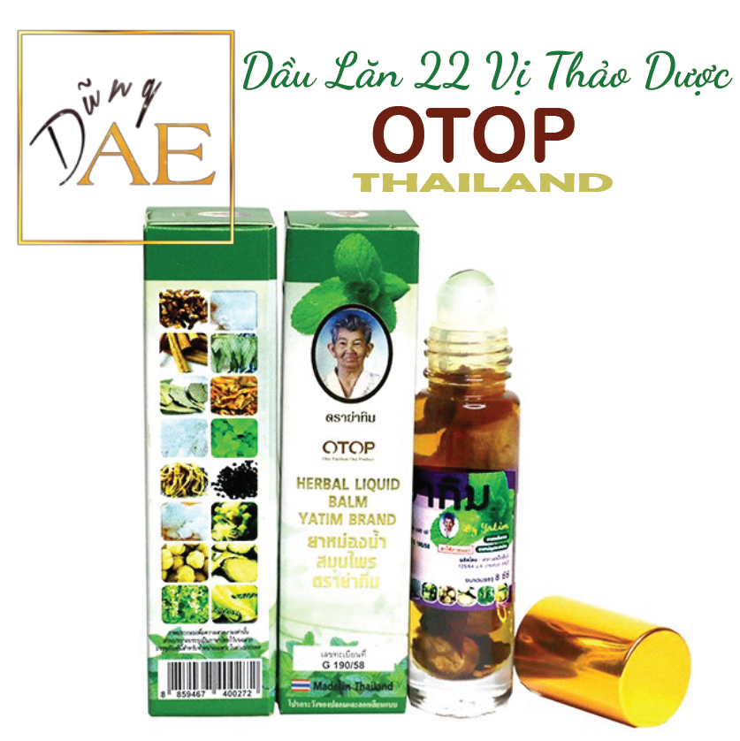 Dầu nóng thảo dược otop thailand - dầu lăn 22 vị thảo dược herbal liquid balm puya brand thái lan 8ml