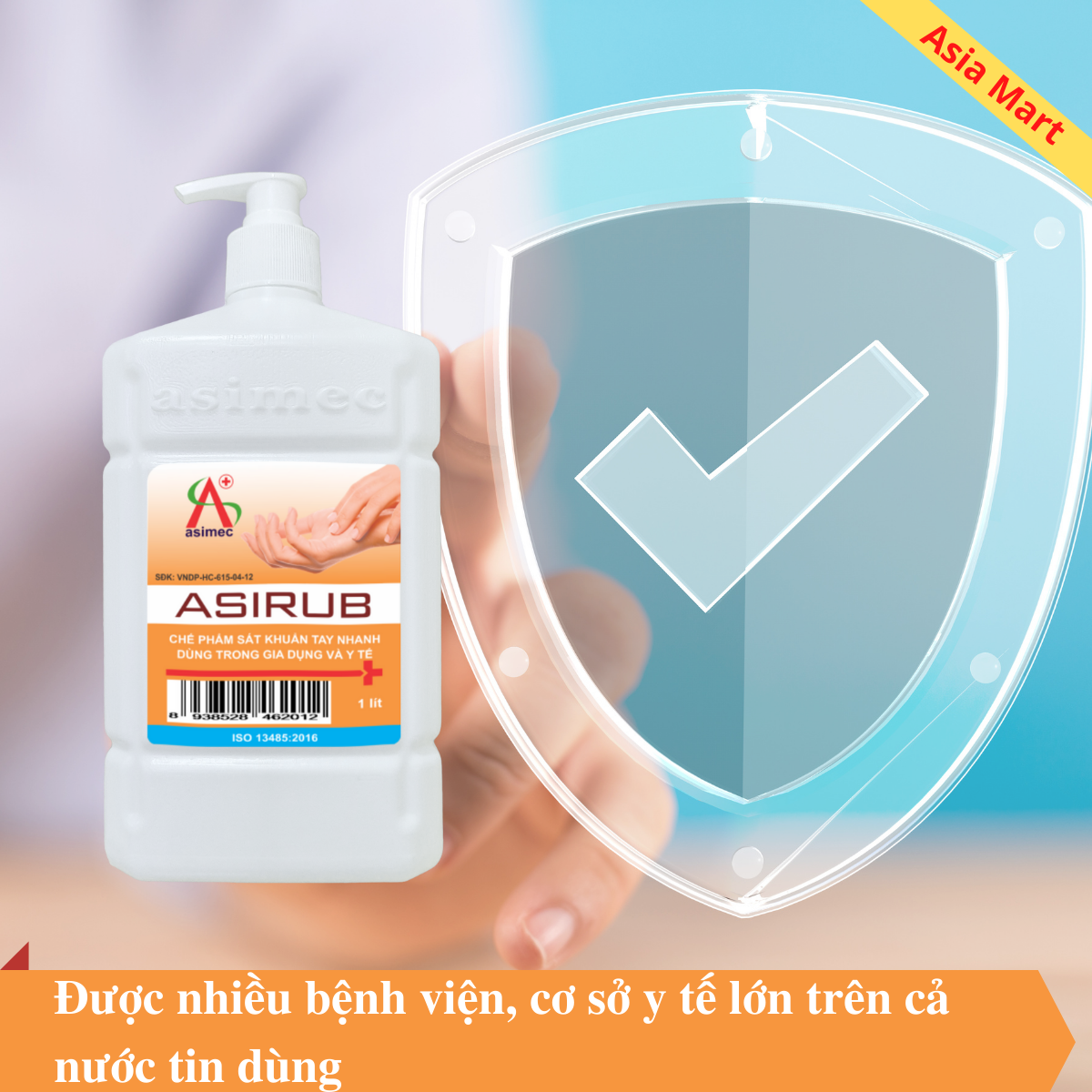 Nước rửa tay khô sát khuẩn y tế 1 lít ASIRUB [CHÍNH HÃNG]