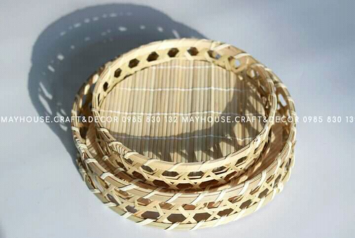 Khay tròn rổ tre tròn thân thiện môi trường 20cm