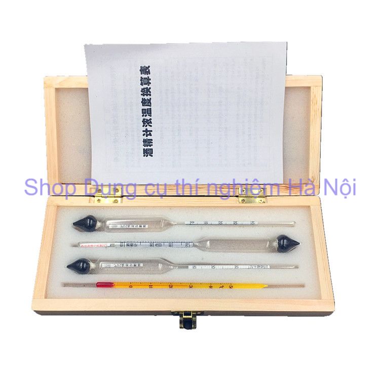 Bộ Cồn kế đo nồng độ rượu, cồn từ 0 đến 100 độ ( tửu kế đo độ rượu, đo độ cồn ) ( dùng cho rượu trắng, rượu gạo...)