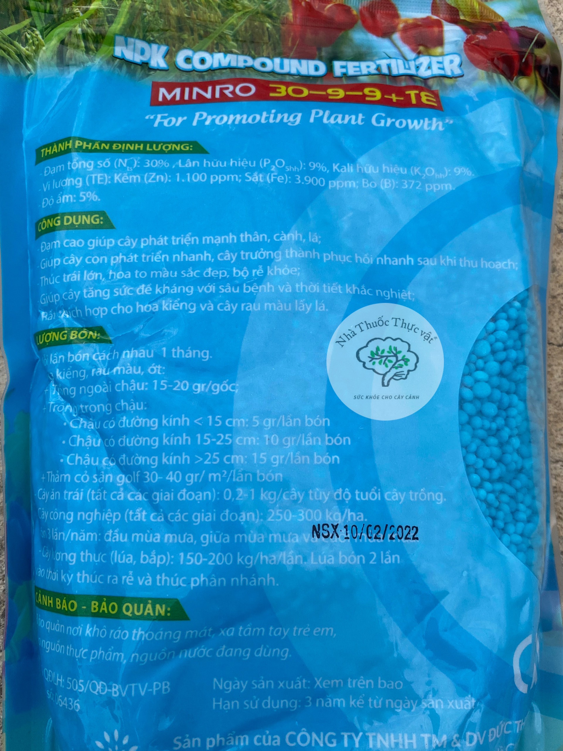 PHÂN BÓN VÔ CƠ NPK MINRO 30-9-9 gói 1kg