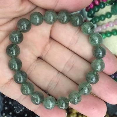 [HCM]VÒNG TAY THẠCH ANH TÓC XANH 8LY- HÀNG VIP