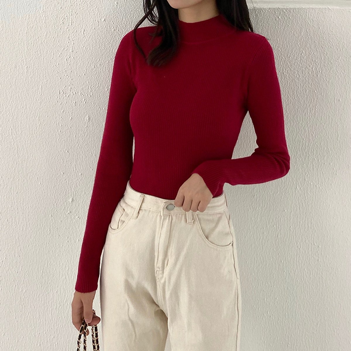 ÁO LEN CỔ 3 PHÂN cao cấp lên dáng ôm cực xinh áo len không xù basic dễ phối đồ