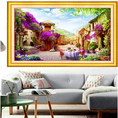 Tranh đính đá phố cổ vs176 kích thước 120x70