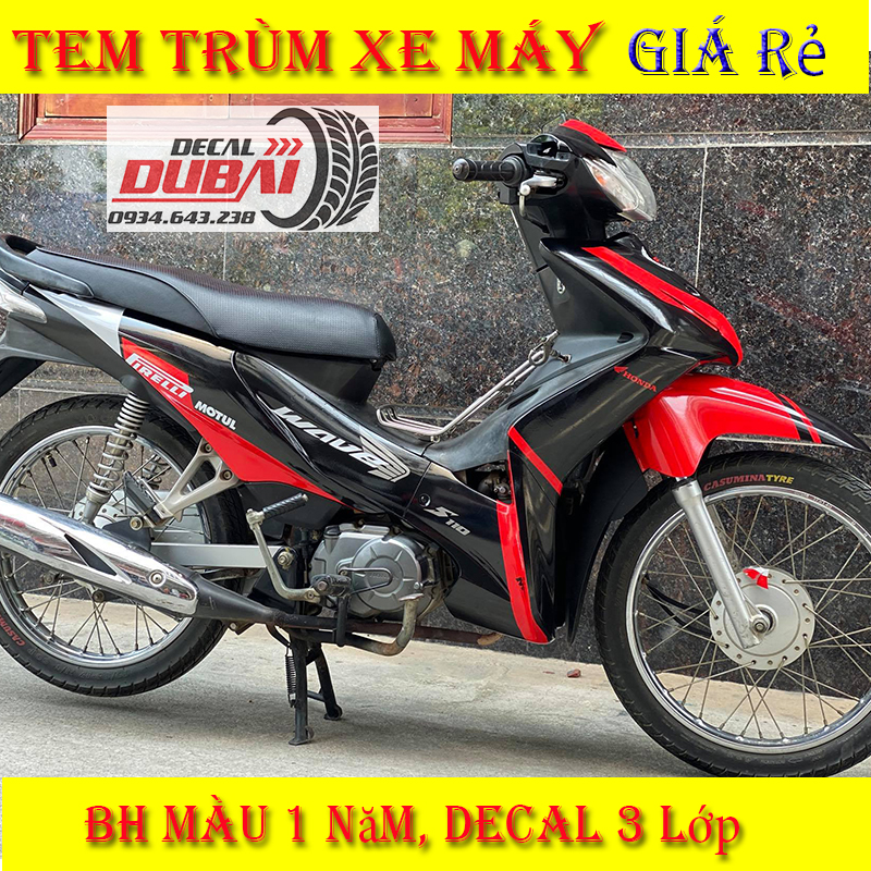 Tem Trùm Wave S110 Motul Đen Đỏ