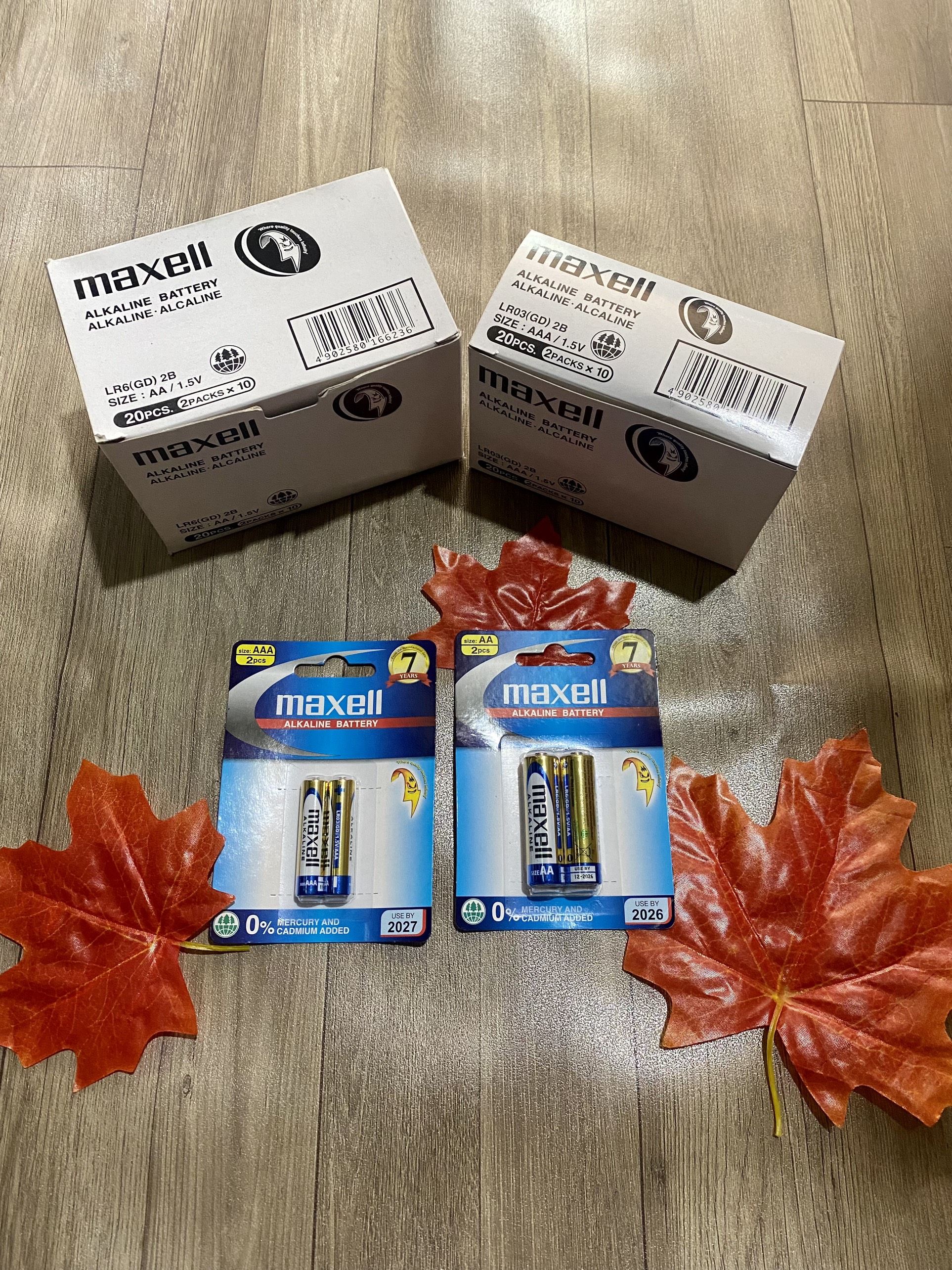 Combo 2 vỉ Pin Maxell AA alkaline, pin đũa AAA maxell ( vỉ 2 viên)
