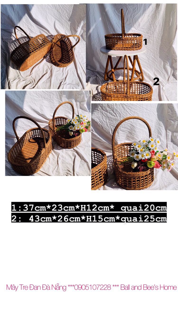 [Top 1 Bán Chạy] Giỏ Đựng Đồ Đa Năng, Giỏ Mây Đựng Đồ Đi Dã Ngoại Picnic Siêu Tiện Dụng Hàng Handmade Pinic Chup hình studio