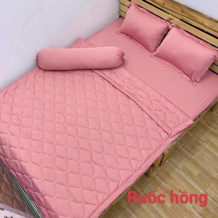 Bộ ga nệm drap thun Hàn size  1m8*2m nệm cao  20-28cm( 1 ga nệm , 2 vỏ gối nằm, 1 vỏ gối ôm)