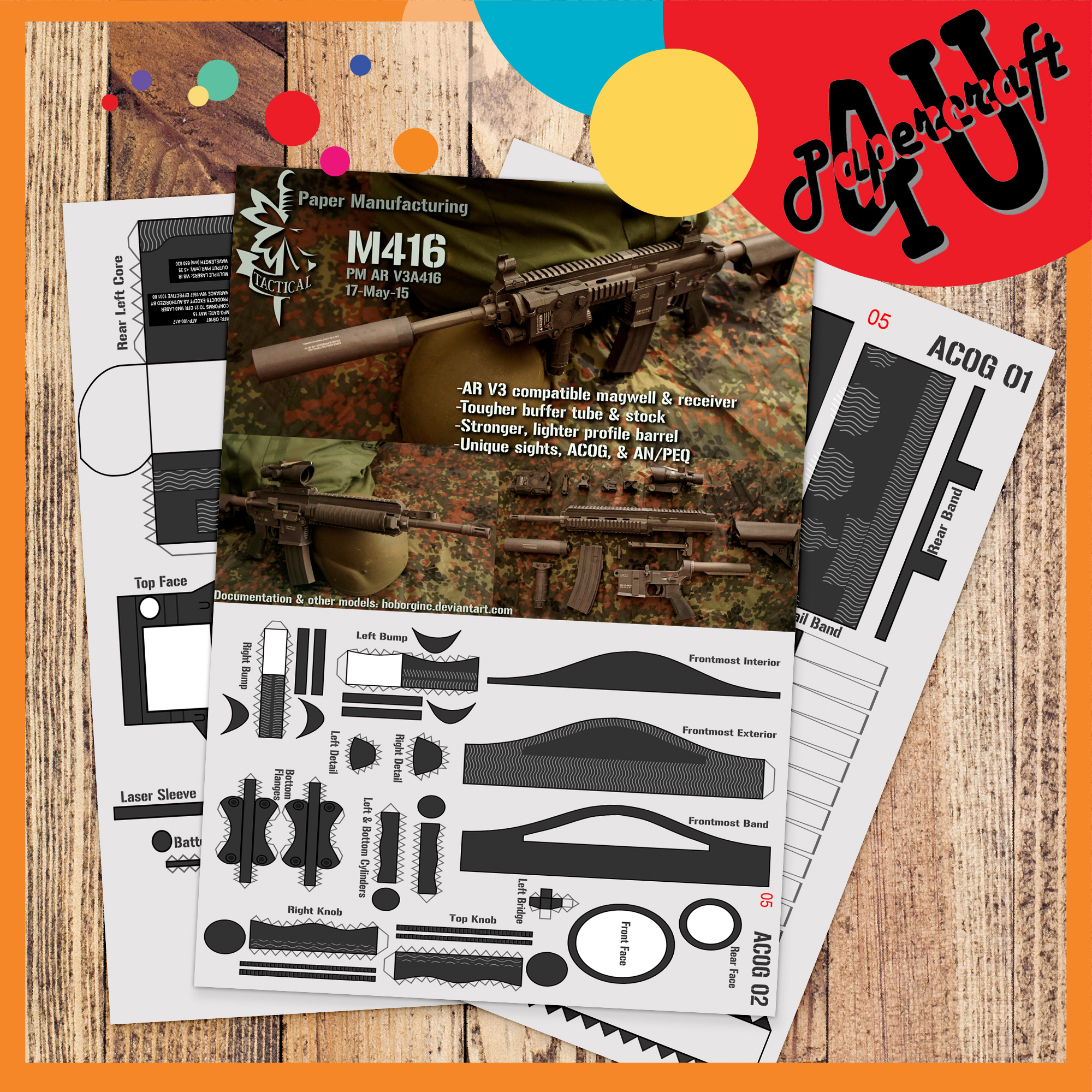 Bộ giấy tạo mô hình PUBG - M416 tỉ lệ 1:1