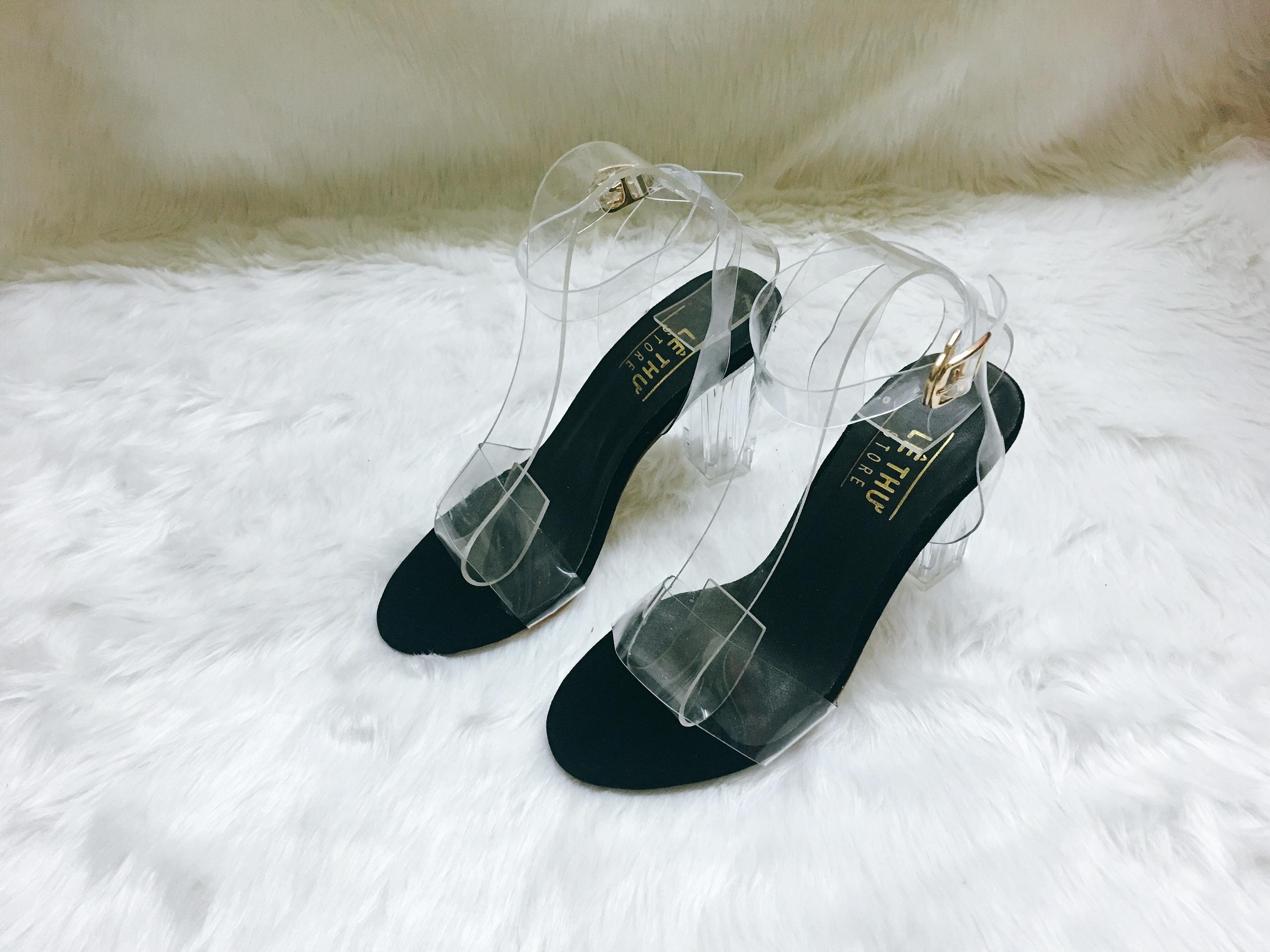 Sandal 9cm quai trong dây quấn