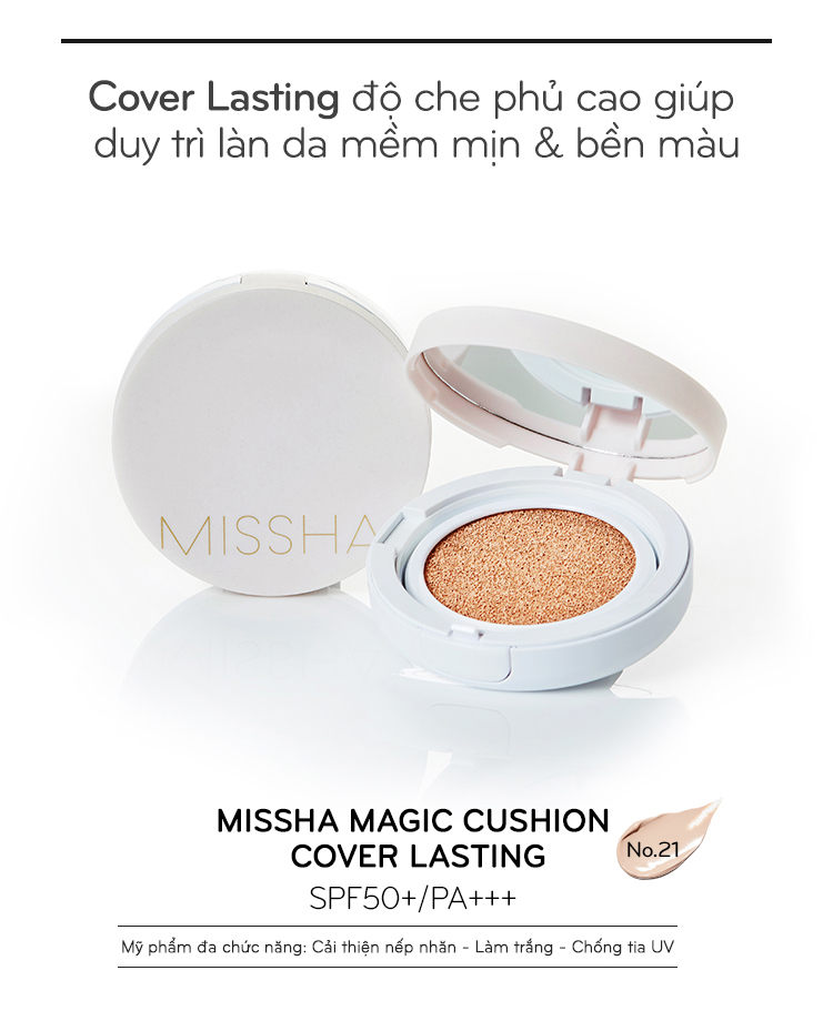 Phấn Nước Che Phủ Kiềm Dầu Missha M Magic Cushion Cover Lasting SPF50+/PA+++ 15g