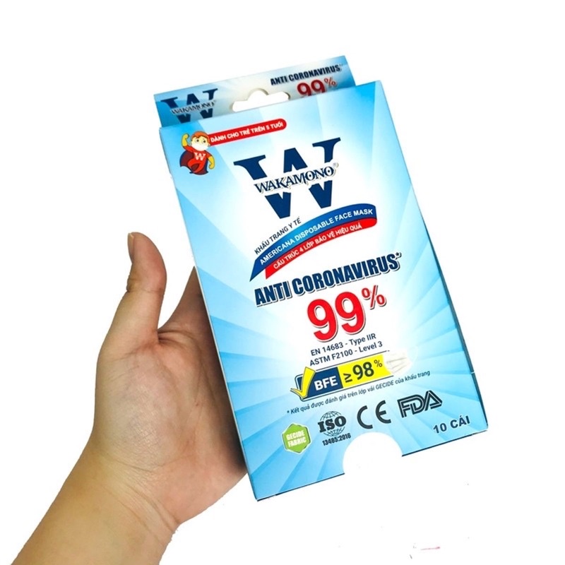 KHẨU TRANG WAKAMONO TRẺ EM (4 LỚP, HỘP 10 CÁI) - AZZIN STORE