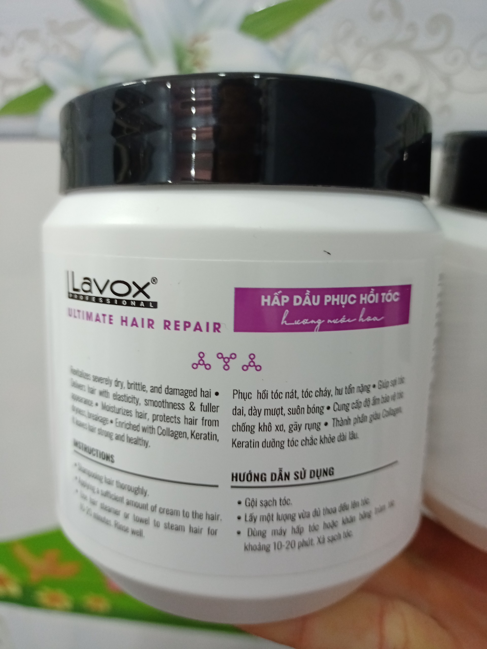 [HCM]Hấp dầu phục hồi tóc collagen và keratin Lavox 500ml