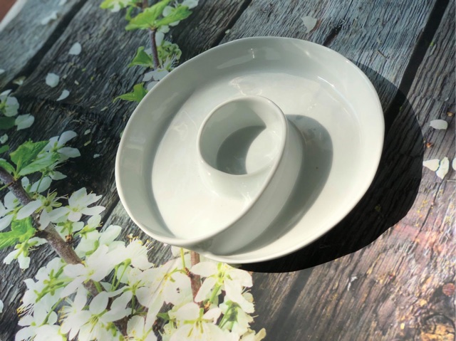 Đĩa xoáy sứ trắng Bát tràng