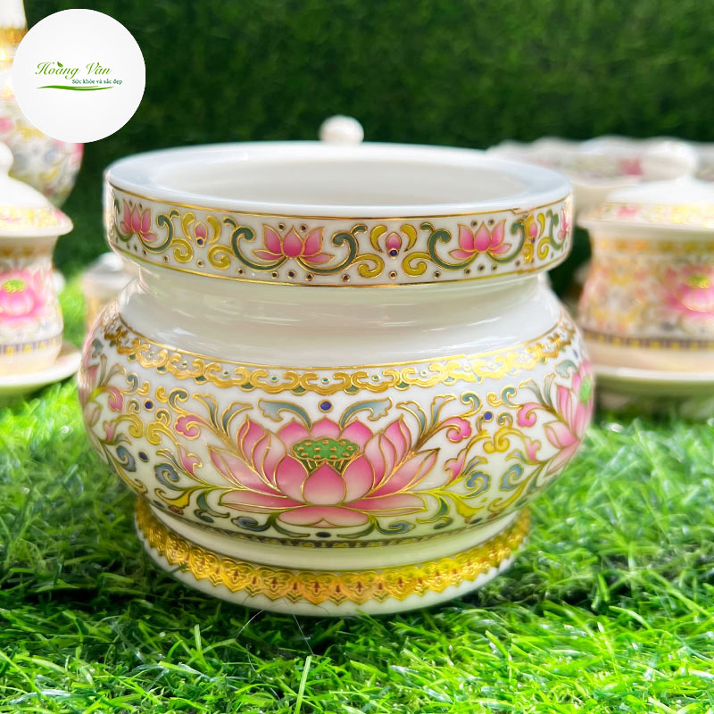 Bát hương hoa Sen Đỏ miệng tròn