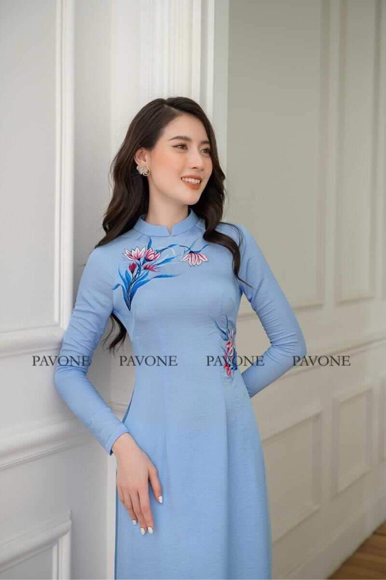 Áo dài lụa tây thi thêu cao cấp nhiều mẫu (chỉ áo)