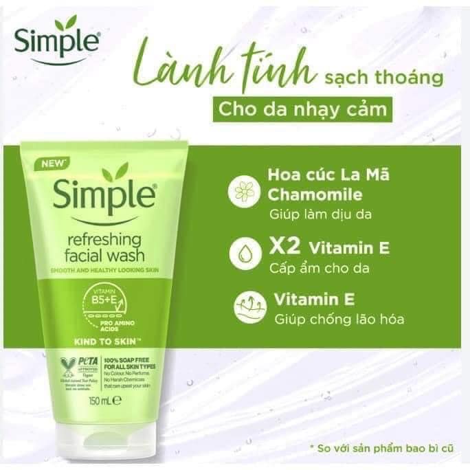 Sữa rửa mặt SIMPLE 150ml - Anh