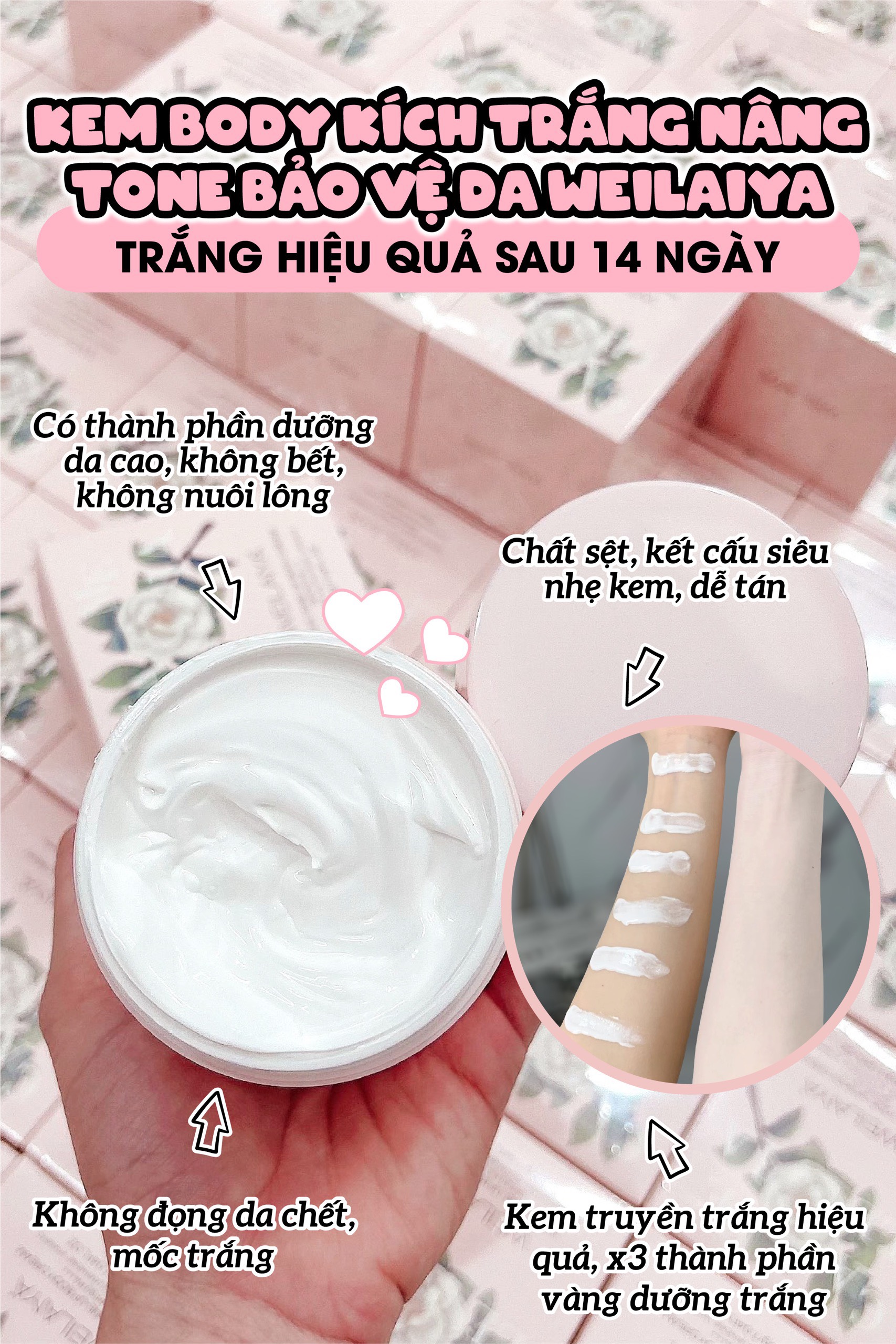 Combo Dưỡng Trắng ngày và đêm Weilaiya (Kem ban ngày 200g & Lotion Serum Dưỡng Trắng ban đêm 200ml)