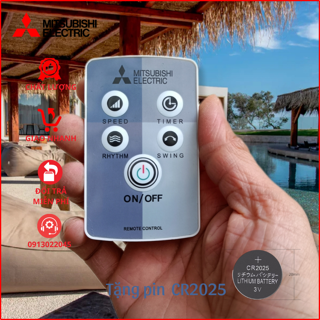 Điều khiển cho quạt Mitsubishi đã có pin (Loại 1 zin)