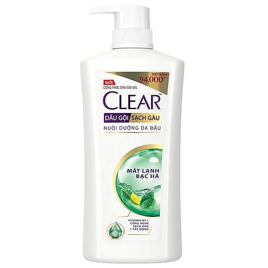 Dầu gội sạch gàu clear mát lạnh bạc hà 900g