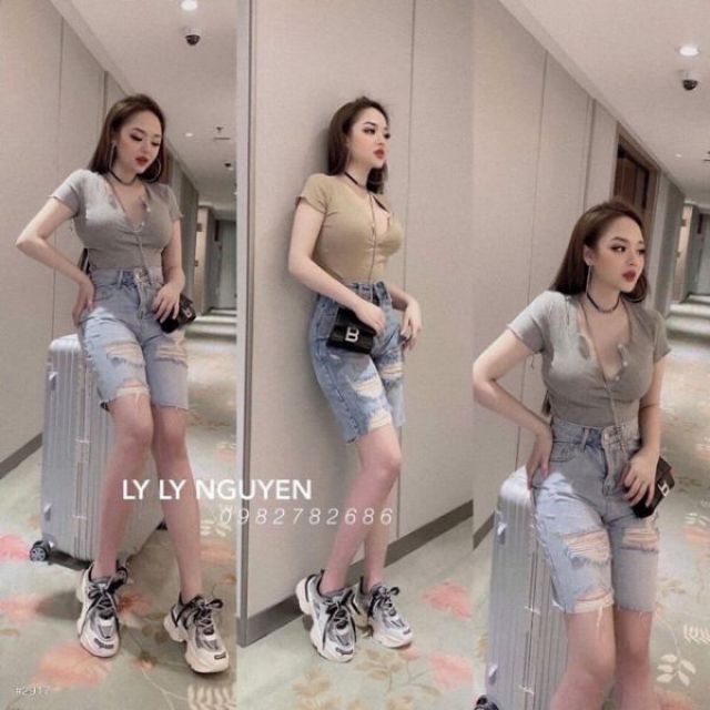 Quần Jean Lửng Ngố Rách Nhiều