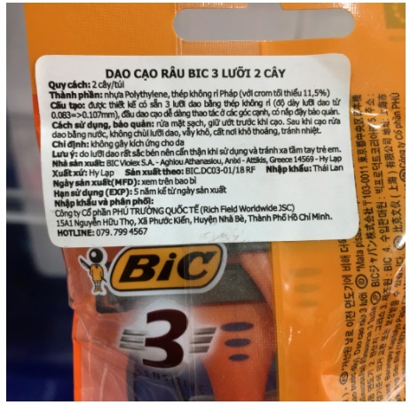 Dao cạo râu BIC 3 lưỡi bịch 2 cây