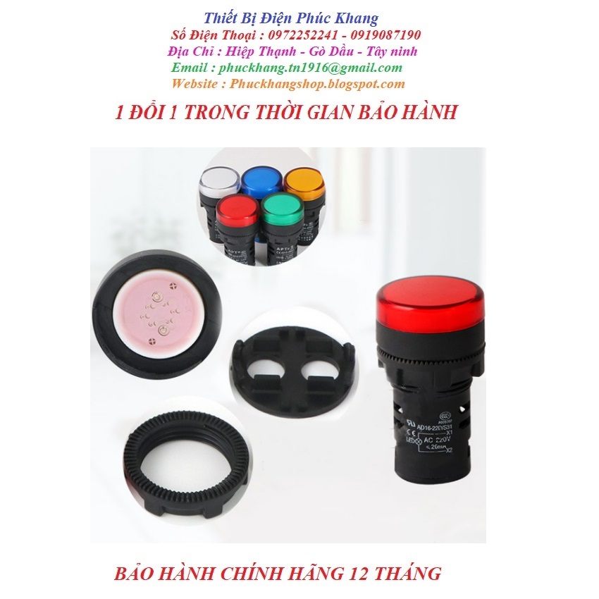 [FREESHIP] Đèn báo pha 220v. đèn báo tủ điện Φ 22