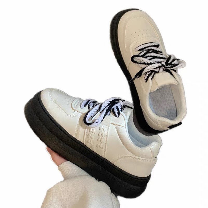 giày thể thao nữ ,  giày sneaker nữ da trắng đế đen
