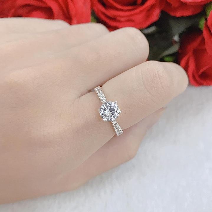 Nhẫn bạc ta đính đá mặt đá nhỏ MS45