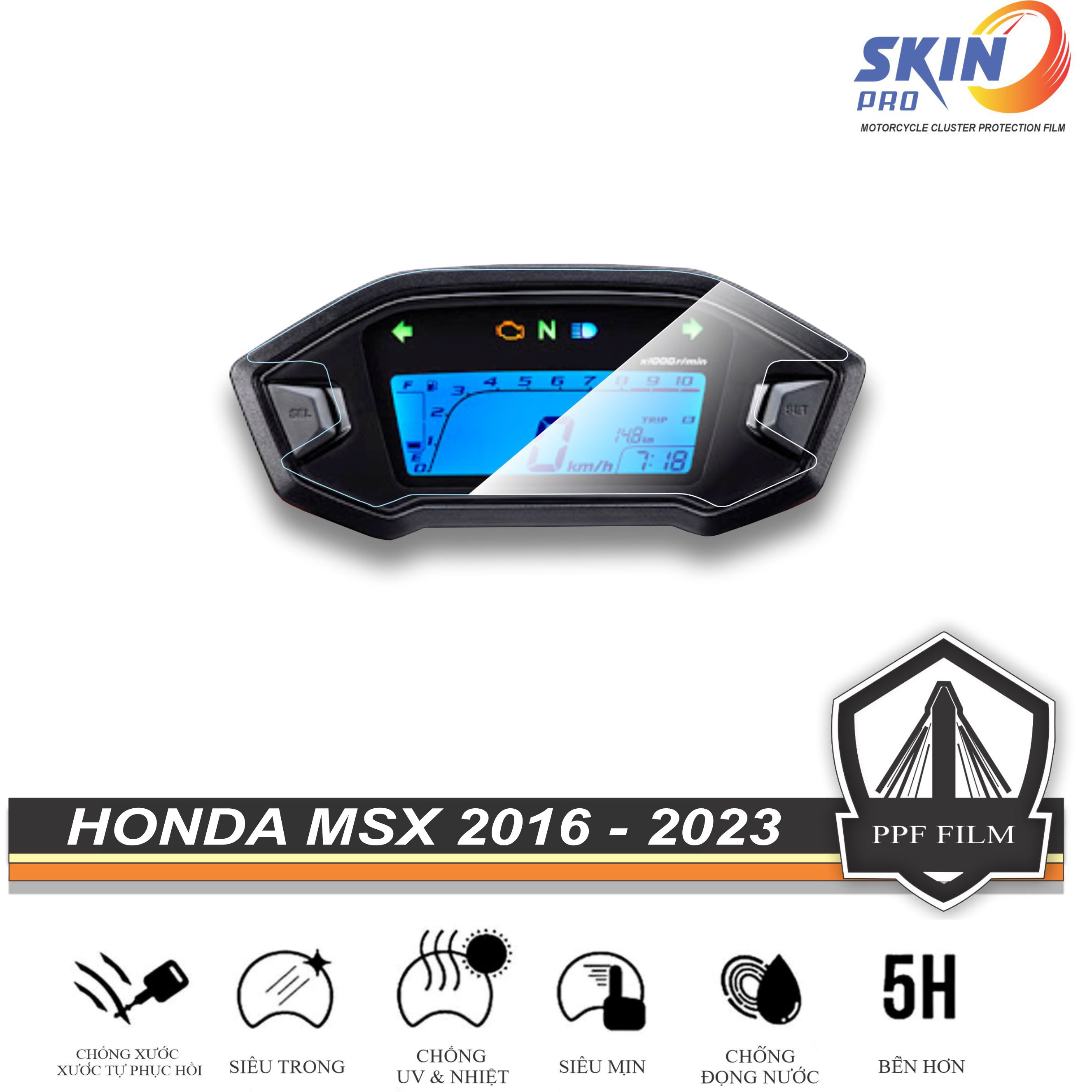 HONDA MSX Miếng dán PPF bảo vệ và làm mới mặt đồng hồ MSX 125 MSX 150 2016 - 2023 - PPF CAO CẤP - TỰ PHỤC HỒI XƯỚC