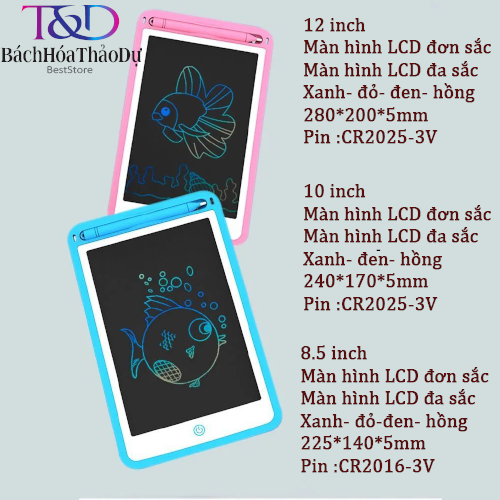 Bảng  vẽ điện tử - Bảng Điện Tử Thông Minh- Bảng viết - Bảng vẽ Xóa Cực nhanh Chất liệu nhựa ABS Màn Hình LCD  8,5 INCH + 10 INCH+ 12INCH ĐƠN SẮC VÀ ĐA SẮC PHÙ HỢP CHO BÉ