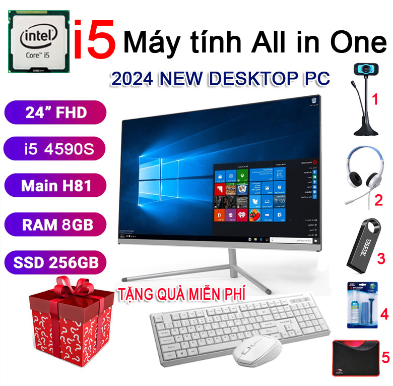 PC All In One CPU Core i5 Processor, 4GB DDR3, 128GB SSD, WIFI,22" HD+