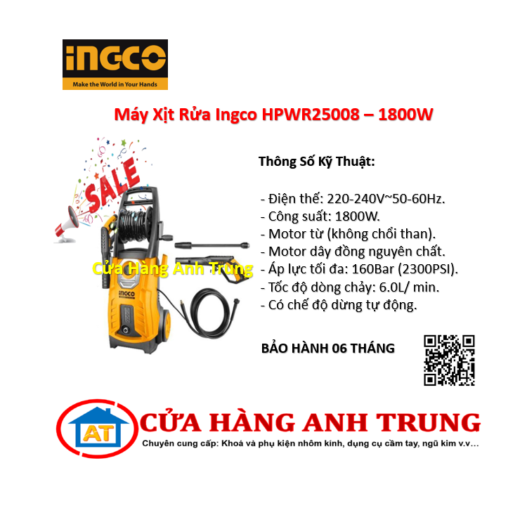 Máy Xịt Rửa Ingco HPWR25008 - 1800W