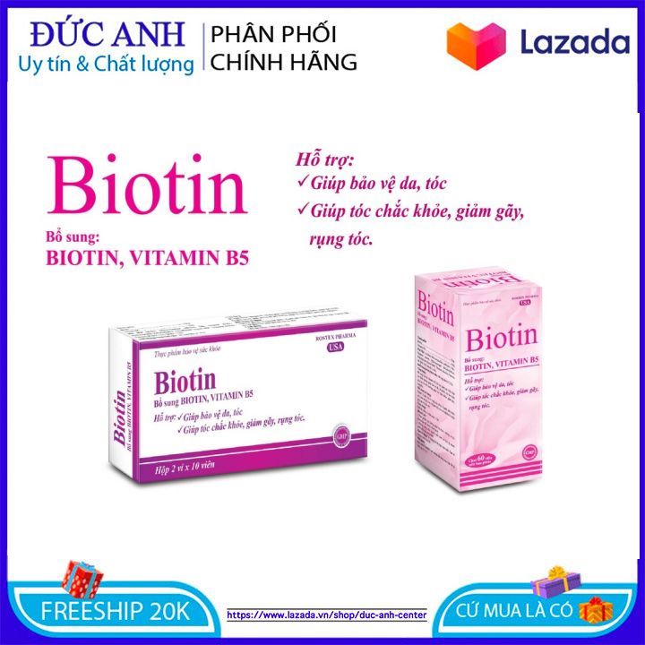Viên uống bổ sung Biotin, Vitamin B5 giúp tóc chắc khỏe, giảm gãy rụng tóc