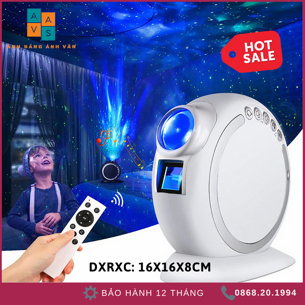 Đèn thiên hà v5 chiếu bầu trời sao tích hợp pin tích điện 5-6h có cảm biến nhạc - loa bluetooth lắp bay phòng phòng ngủ