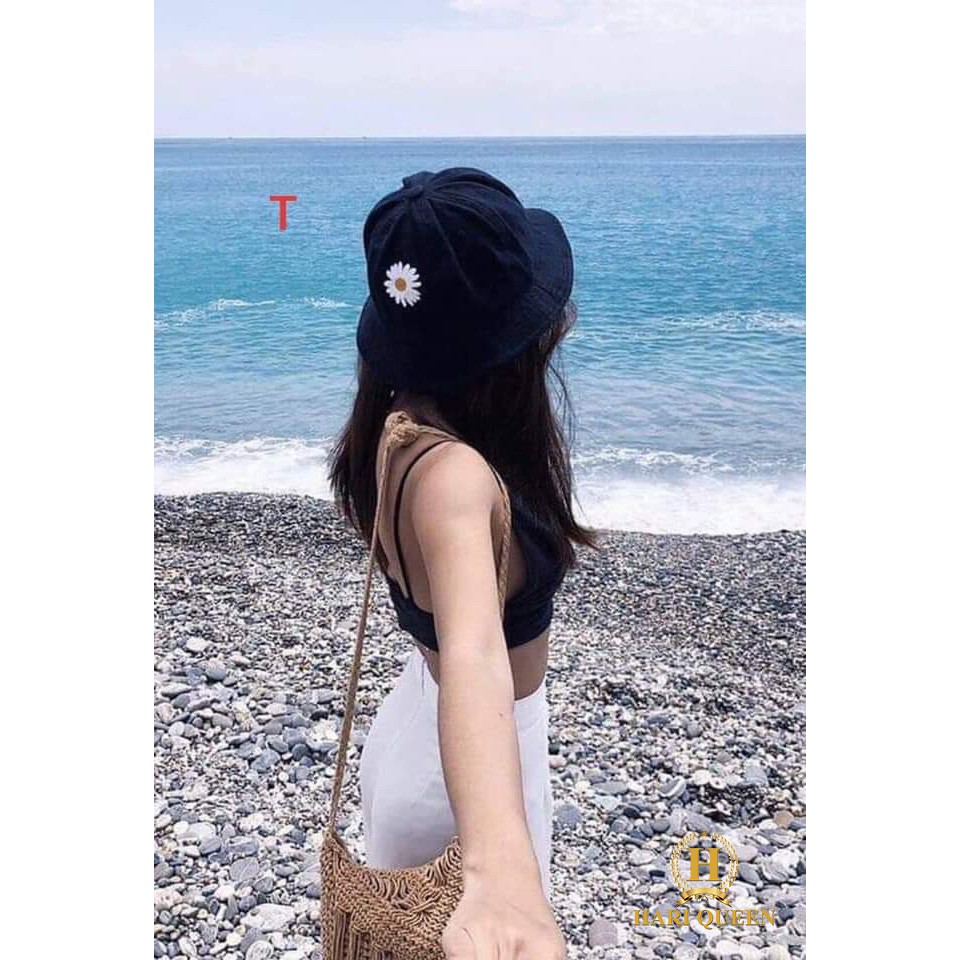 Mũ vành thêu hoa cúc DTR0320