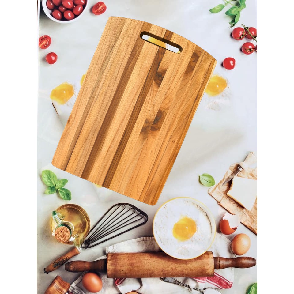 Premium teak wood cutting board, cut-out wood cutting board for feed use 420x260x18mm, master chef's super durable cutting board-European class-American style