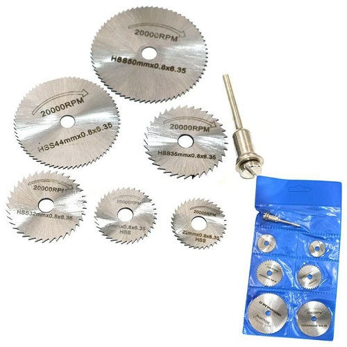 [HCM]Bộ Dụng Cụ Mini 7 Món Gồm 6 Lưỡi Cưa Gỗ Tròn Và Trục Nối 22 /25 /32 /35 /44/50mm