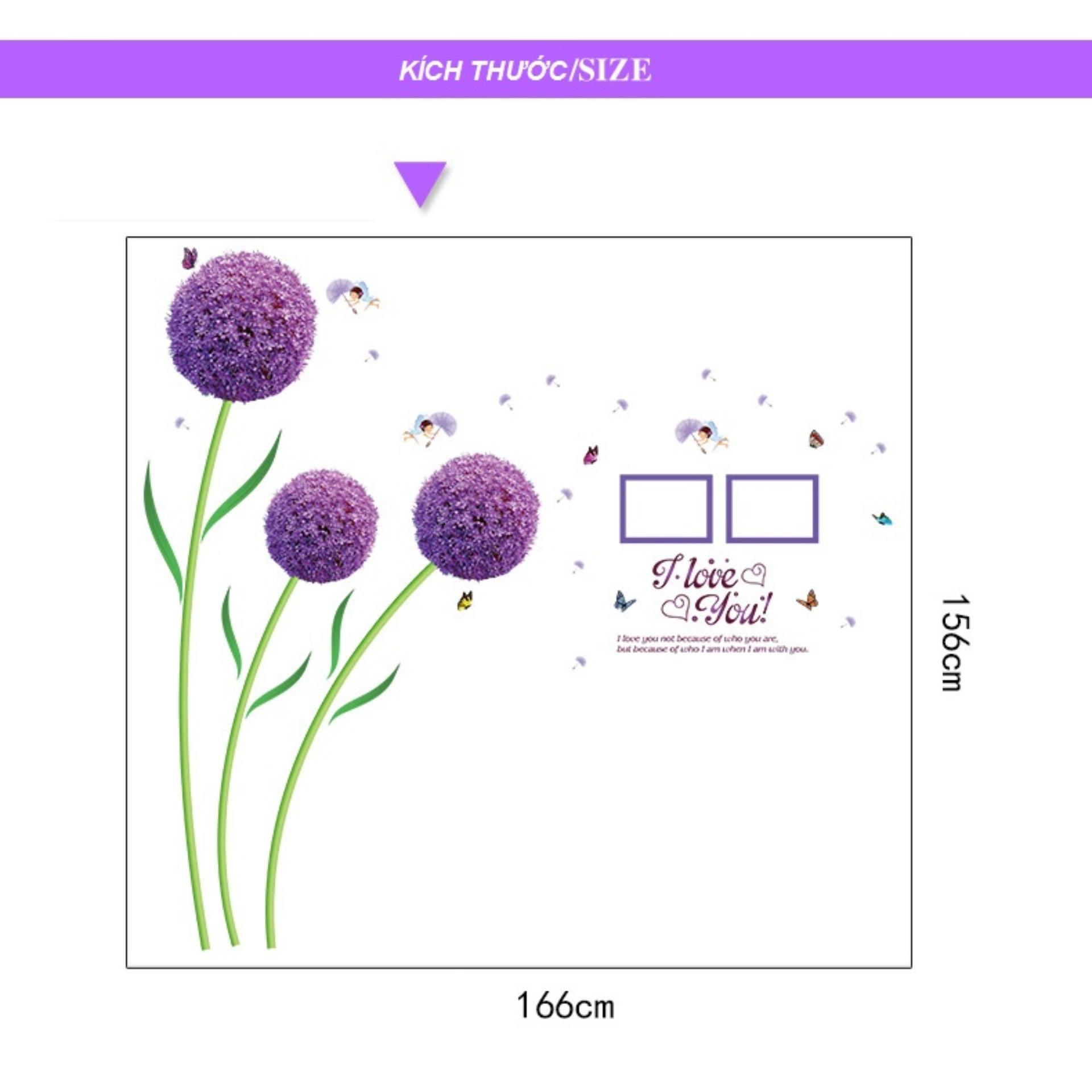 [HCM]Decal dán tường Hoa cẩm tú cầu tím DH018 (156 x 166 cm)