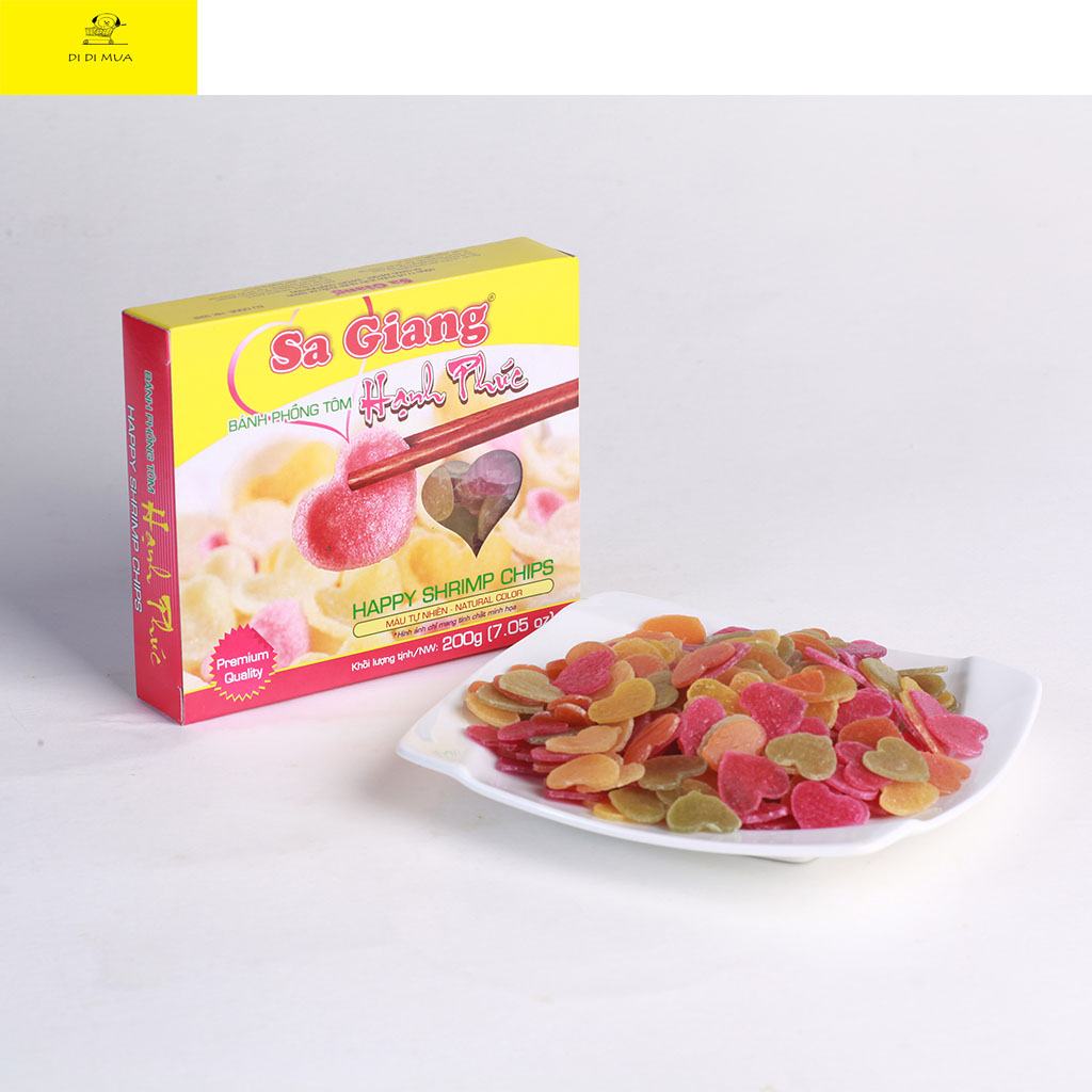 [HCM]BÁNH PHỒNG TÔM HẠNH PHÚC 200gram (Trái tim) SA GIANG