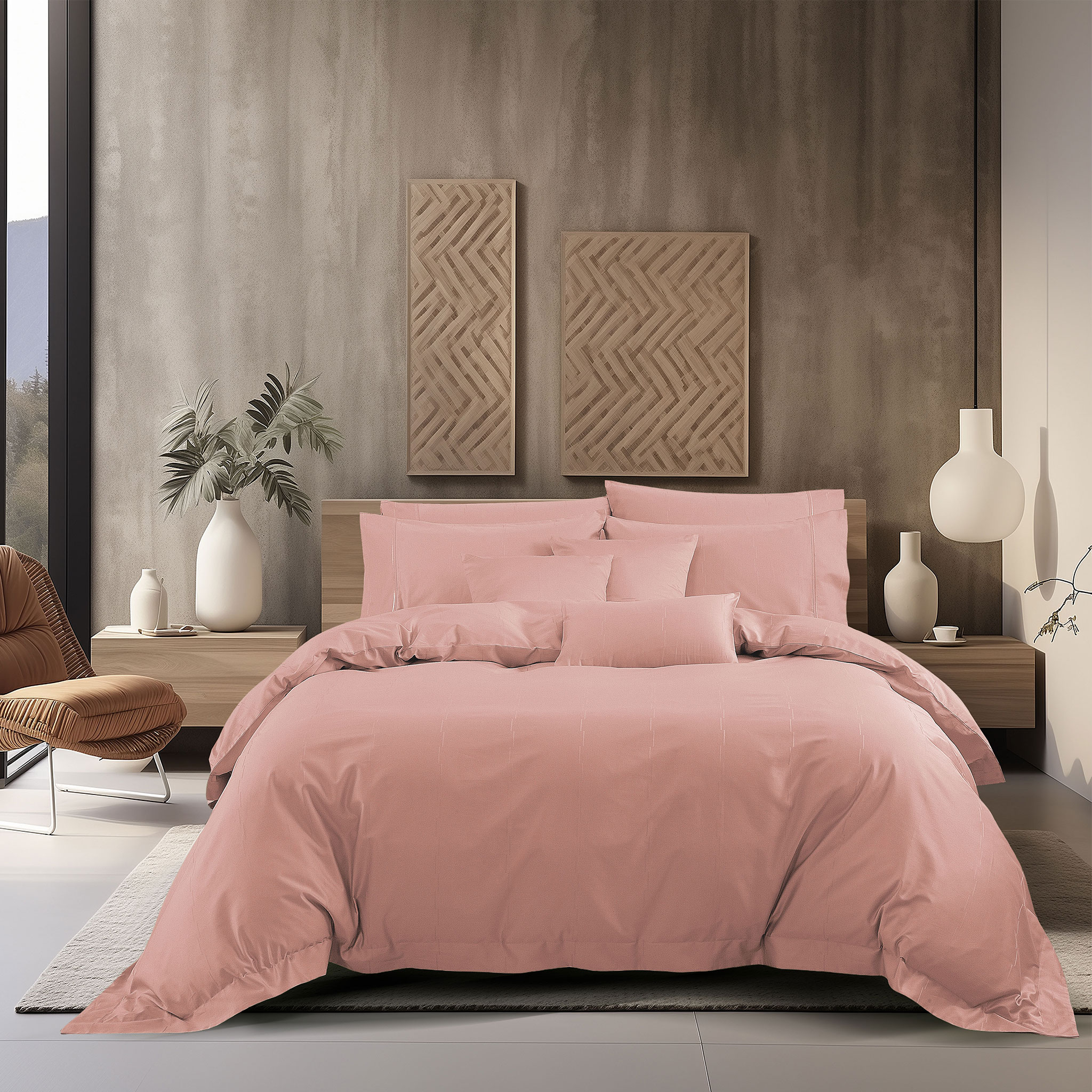 Bộ Ga kèm Vỏ chăn Akemi Cotton Select Affinity v2, gồm 6 món (King/Queen)