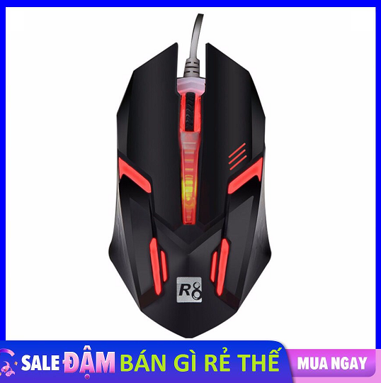 [HCM]Chuột chuyên Game R8 1602 đèn led đa màu (Đen)