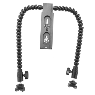 New flexible dual arm hot shoe flash bracket mount holder for canon nikon pentax macro shot camera accessories 4