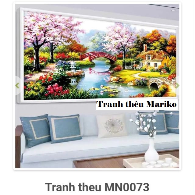 Tranh thêu kín phong cảnh tổ ấm hạnh phúc mn0073 kích thước 100 x 50 cm